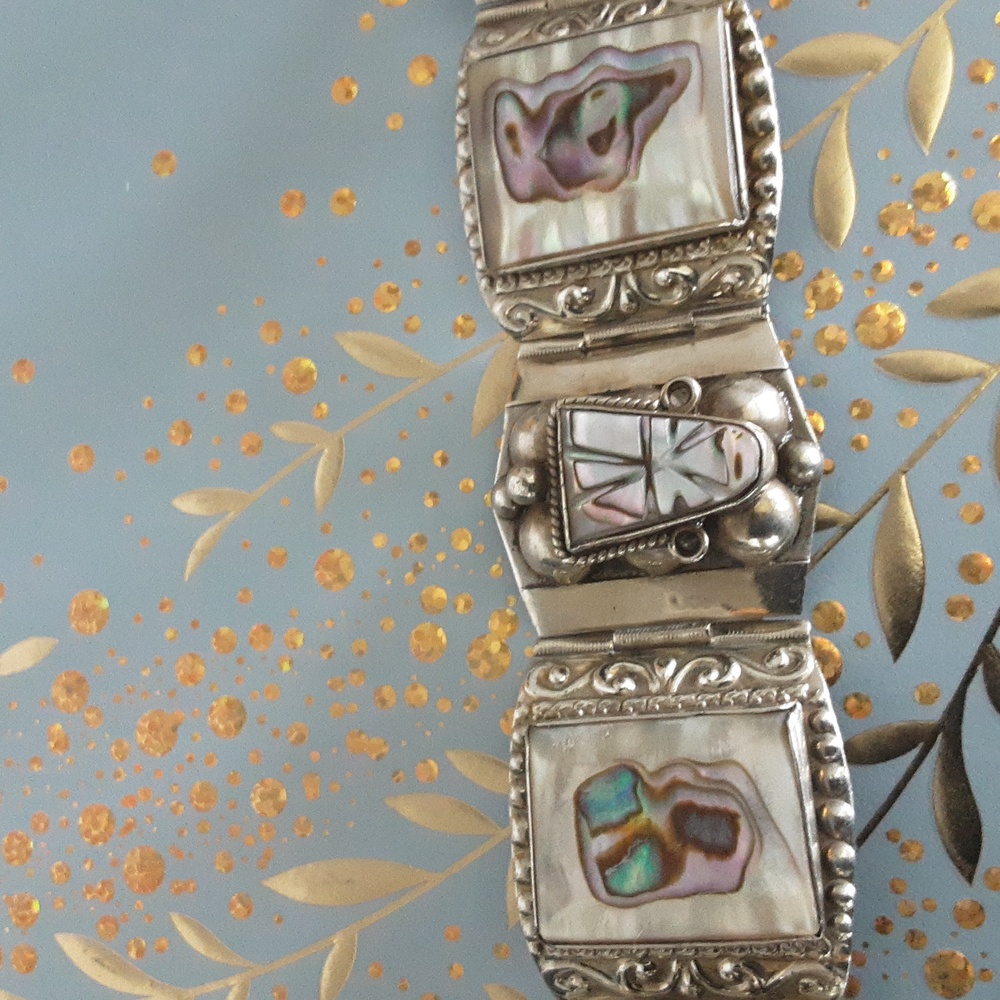 Flash Sale! Taxco sterling silver abalone bracelet